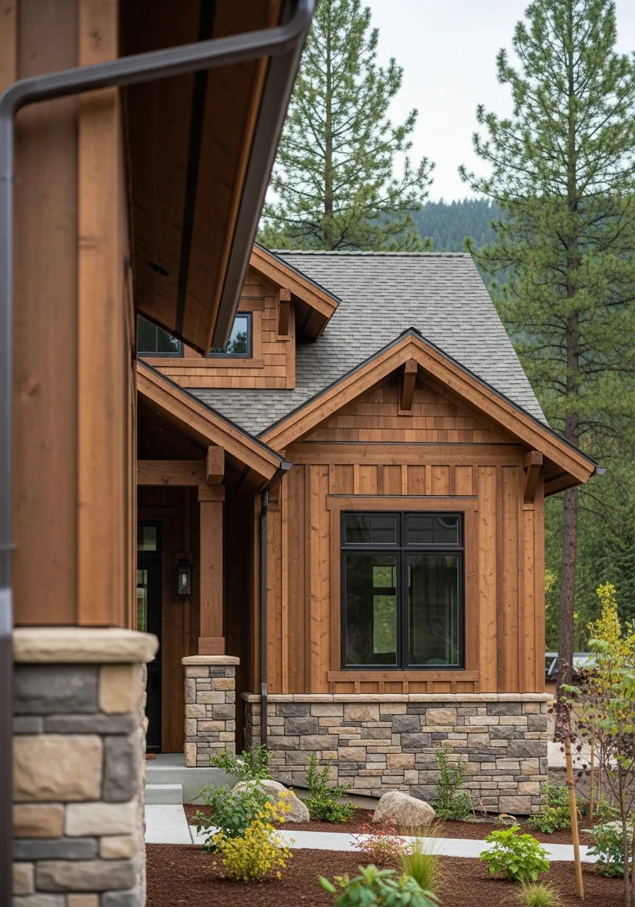 Detailed exterior workmanship on a Sandpoint-area residence.