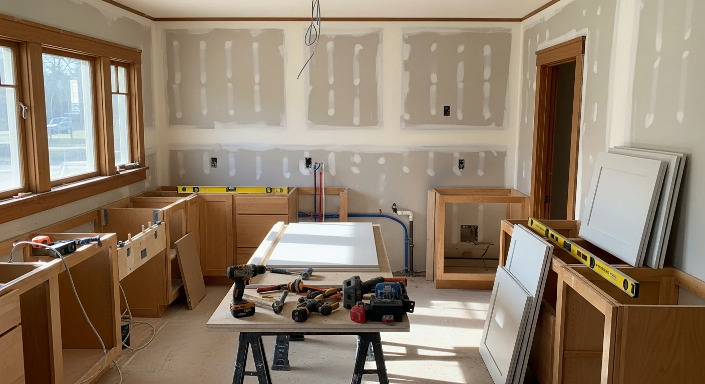 A remodeled kitchen in a Spokane, WA home showing updated cabinetry, new countertops, and an open layout with natural light. Work completed by T Martin Construction Services, a general contractor serving the Spokane area.